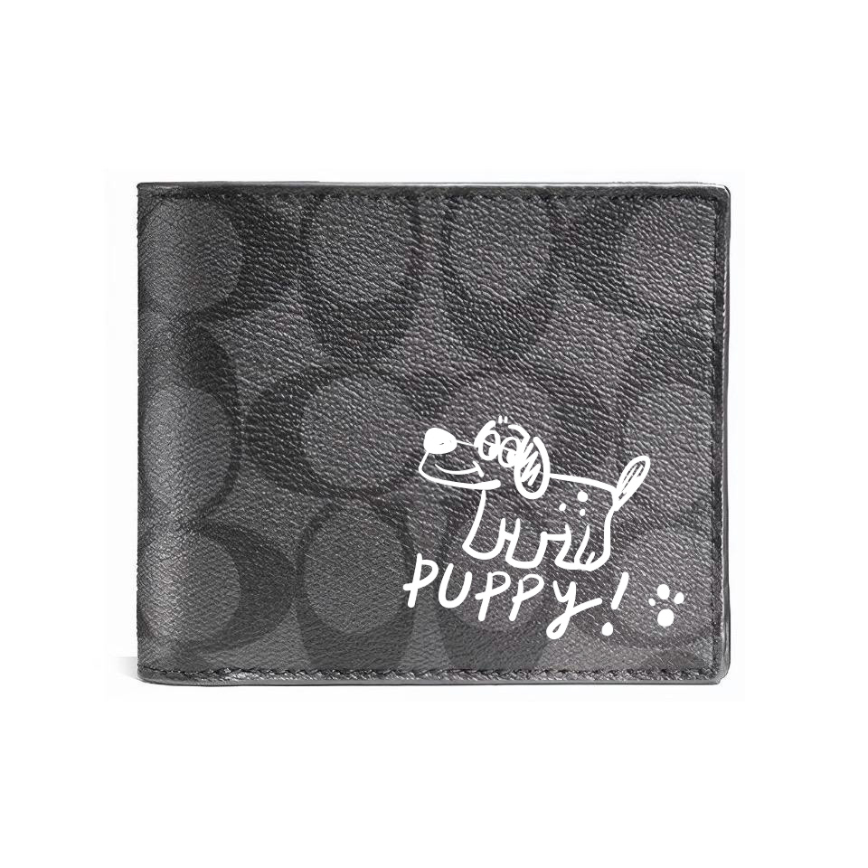 

COACH Кожаный кошелек 3 в 1 для мужчин черный, Wagging Puppy