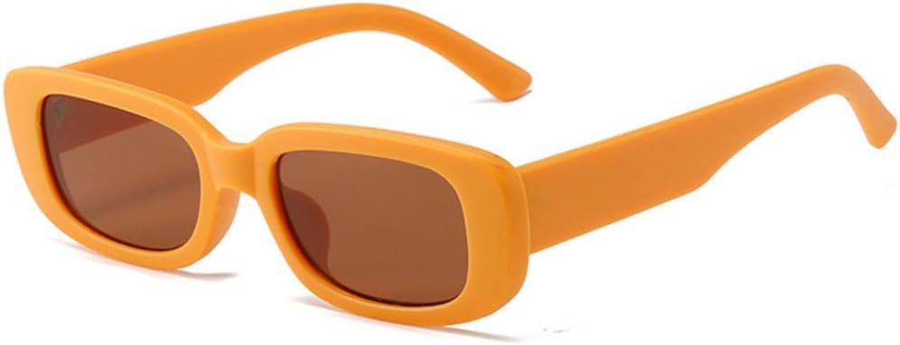 

Ретро-солнцезащитные очки небольшого размера для мужчин и женщин, модные винтажные солнцезащитные очки в прямоугольной оправе с защитой от УФ-излучения UV400 для активного отдыха на природе TYUVIVO, Orange Tea