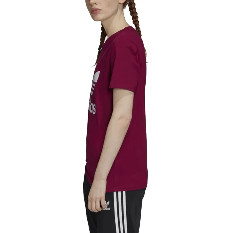Adidas Originals Футболка с втачным рукавом женская розово-красная — фото 4