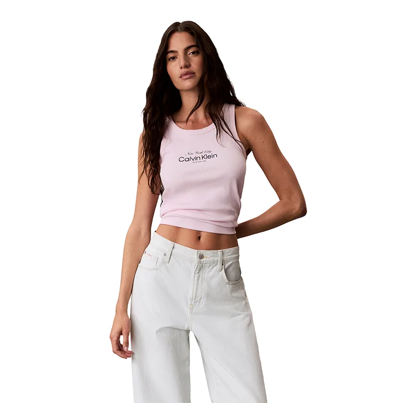 Футболка-майка женская с круглым вырезом Calvin Klein, 8Z6-Light Cherry Blossom Pink
