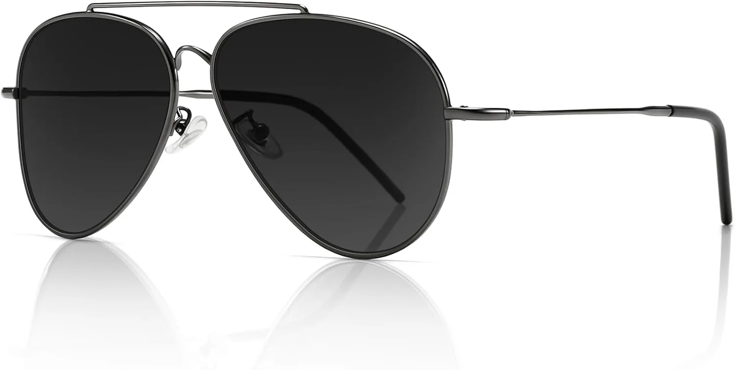 

Классические солнцезащитные очки-авиаторы SUNGAIT для мужчин и женщин с вогнутыми линзами, защитой от УФ-излучения и футляром в комплекте, Gunmetal Frame/Gray Lens