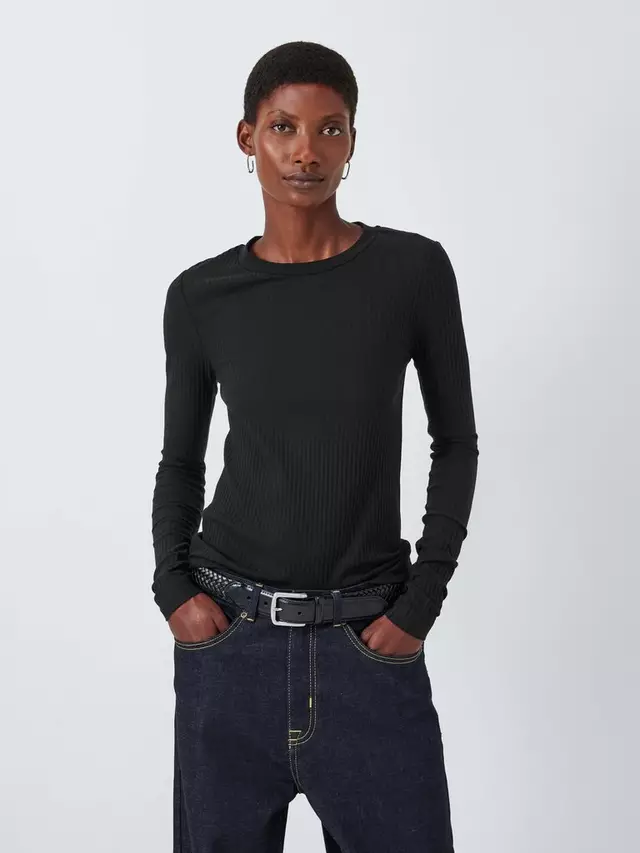 

Топ John Lewis Skinny Fit Ribbed, черный
