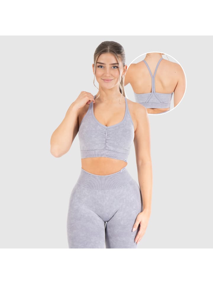 

SMILODOX Спортивный бюстгальтер Batik Acid Scrunch серого цвета