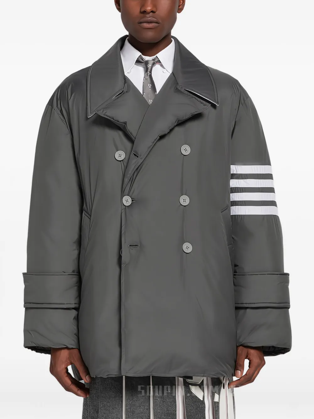 

Двубортное пальто THOM BROWNE, серый