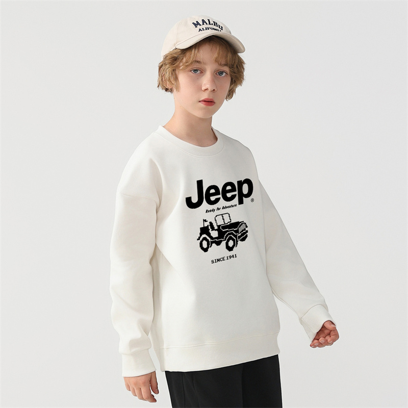 Детская толстовка с круглым вырезом утолщенная Jeep, белый — фото 4