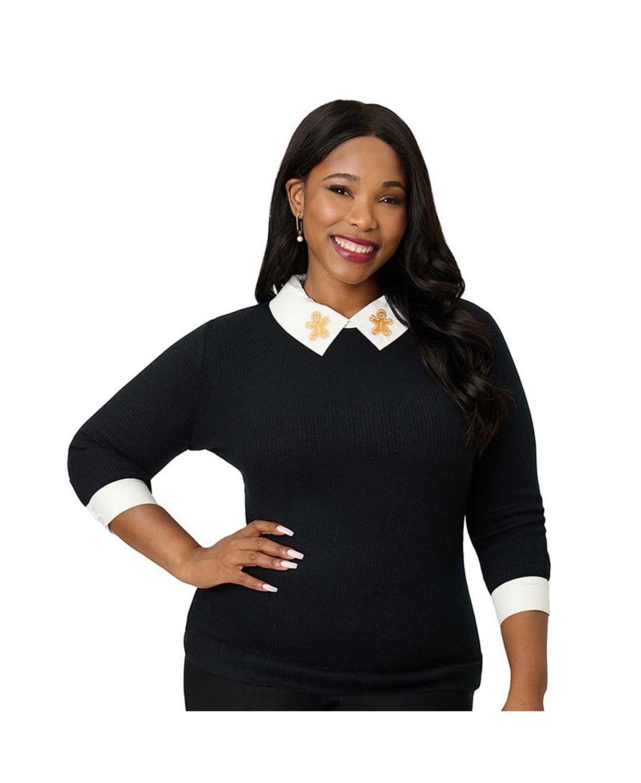 

Женский свитер Сабрина больших размеров Unique Vintage, Black gingerbread embroidery