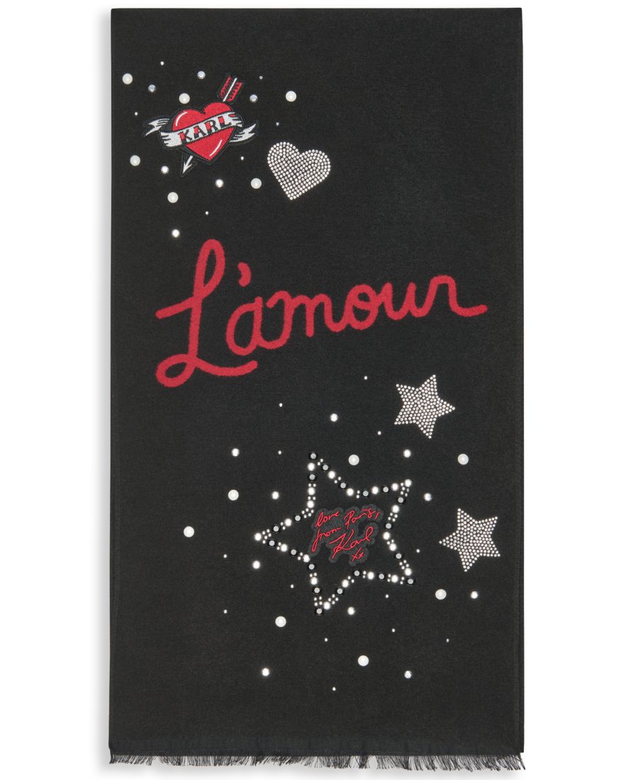 

Женский вышитый шарф-плед L'amour KARL LAGERFELD PARIS, Black