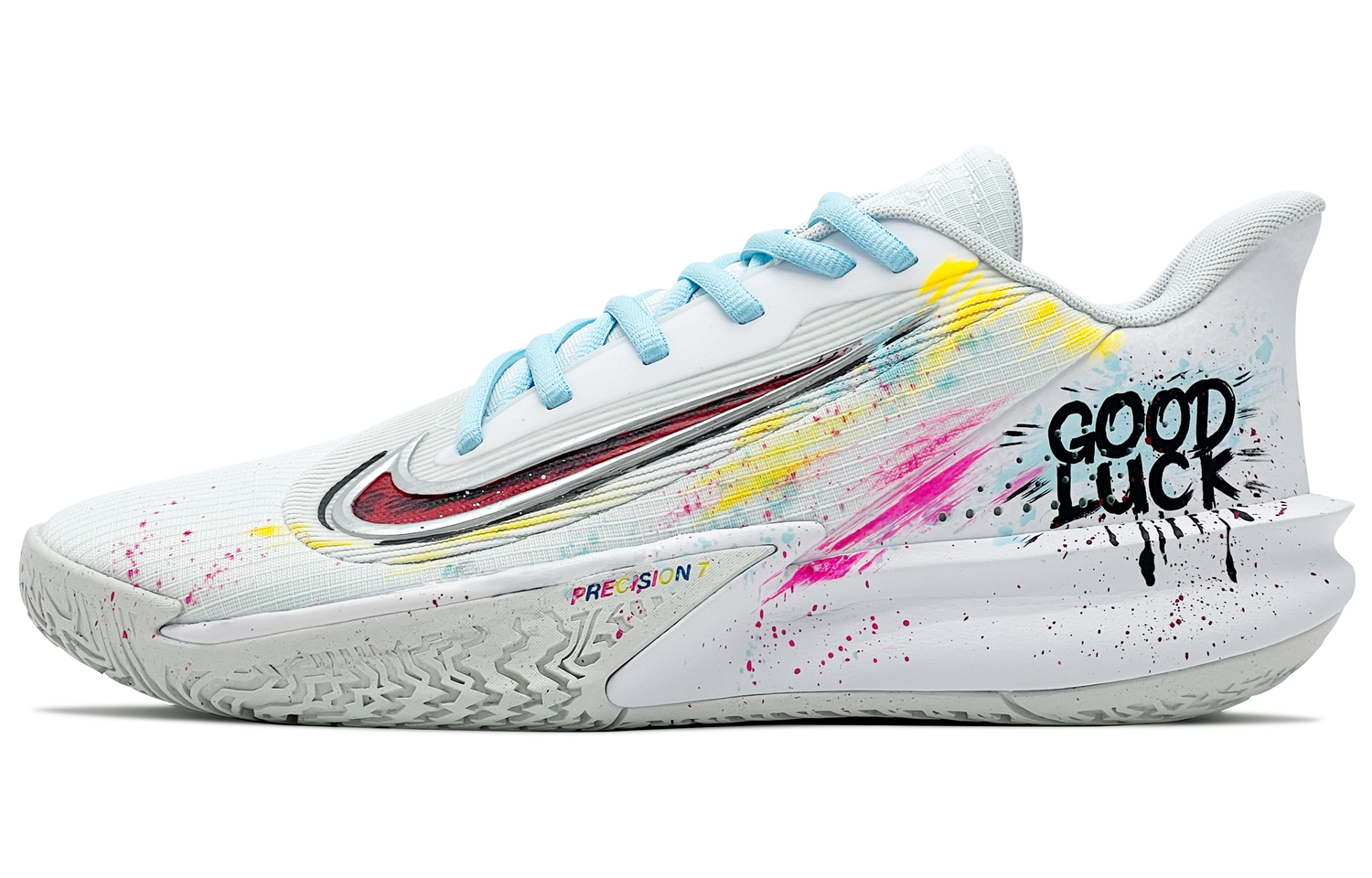 

Nike Баскетбольные кроссовки Precision 7 с низким верхом, устойчивые к истиранию, мужские, белые, синие, красные