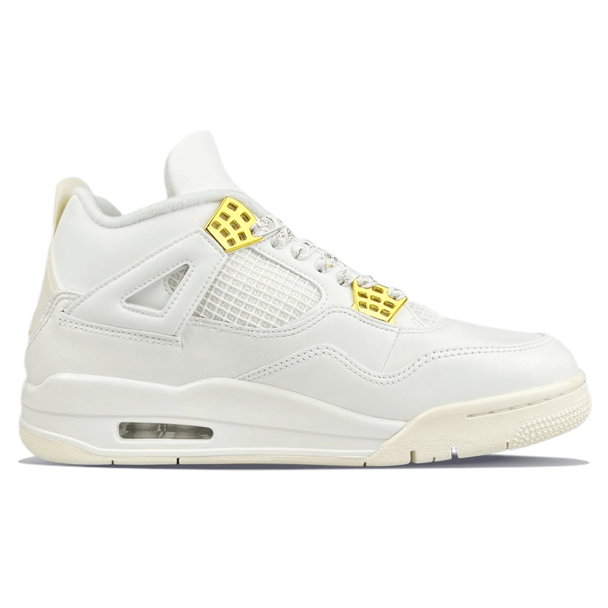 Женские баскетбольные кроссовки Air 4 Wear-Resistant Mid-Top Vintage бело-розовые золотые Jordan, коробка бело-розовая золотая — фото 4
