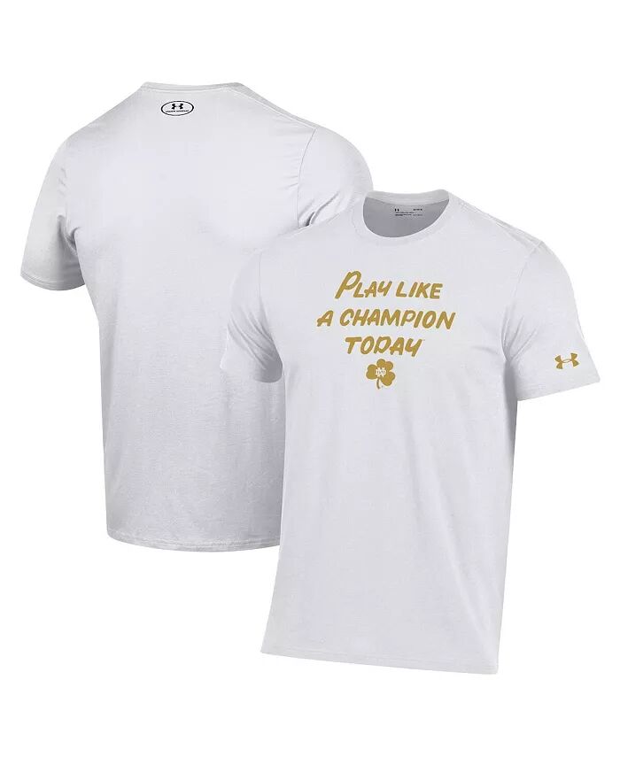 

Мужская белая футболка Notre Dame Fighting Irish PLACT Gold Rush Performance Under Armour
