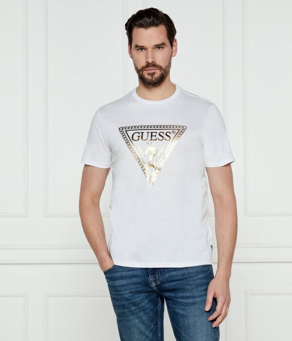 

Футболка Guess Jeans Regular Fit, белый / золотой