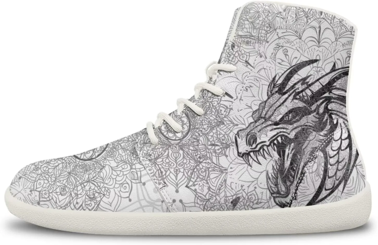 Мужские кроссовки Dragon Print для бега, слипоны, высокие, для ходьбы, занятий в спортзале, тенниса и спорта Ecaestolph, белый