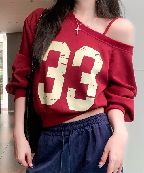 

Топ с асимметричным принтом на одно плечо REMUR, красный