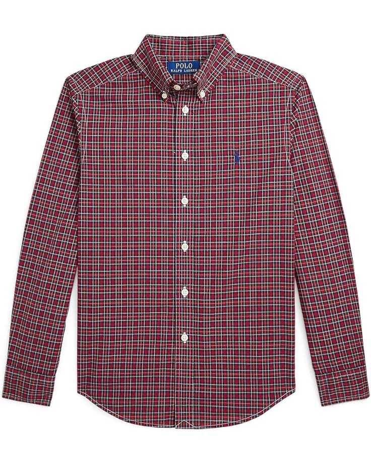

Рубашка Polo Ralph Lauren Kids Gingham Cotton Poplin Shirt, цвет 1797 Red Black Multi