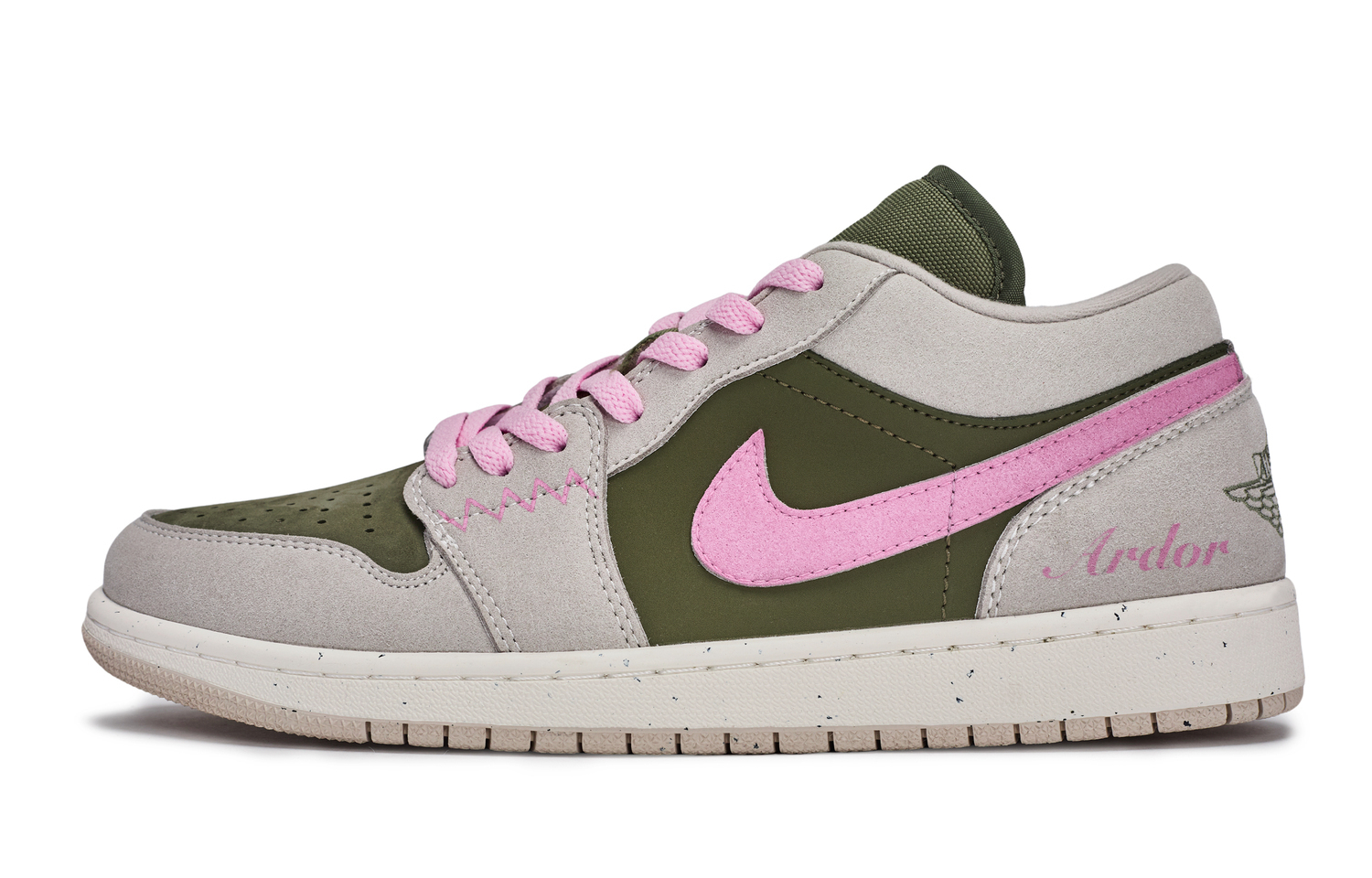 

Jordan Air 1 811 Manufacturing, Never Fading Passion Low Top Vintage Basketball Shoes Unisex Gray Pink Green