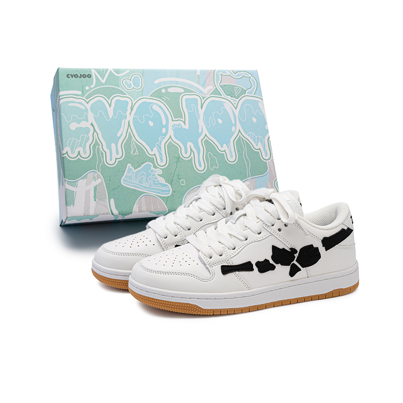 

CVOJOO Скользоустойчивые унисекс скейтерские кеды с низким верхом белые из натурального каучука, цвет White Natural Rubber