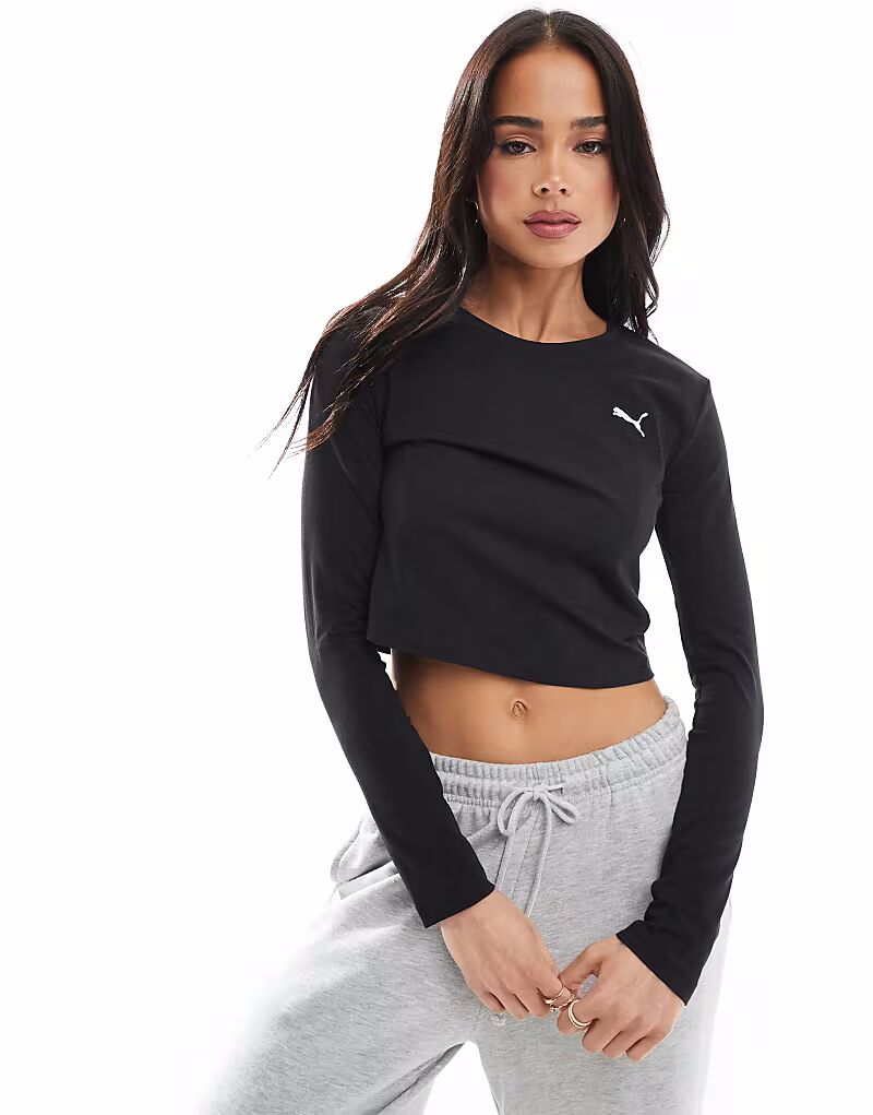 

Футболка с длинными рукавами для малышей Puma Wardrobe ess черного цвета