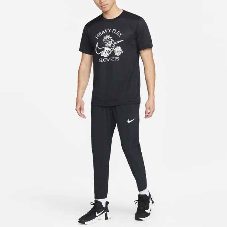 Спортивные брюки Men's Nike Logo Printing Solid Color Elastic Waistband Sports Pants/Trousers/Joggers Autumn Black DM5949-011 — фото 2