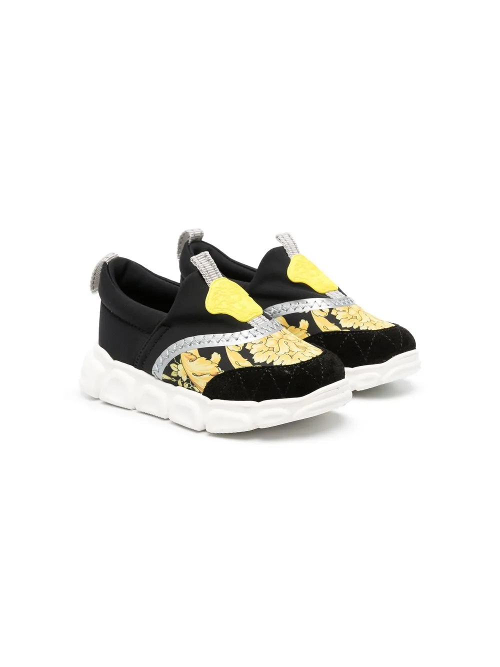 

Слипоны с узором Barocco и декором Medusa Versace Kids, черный