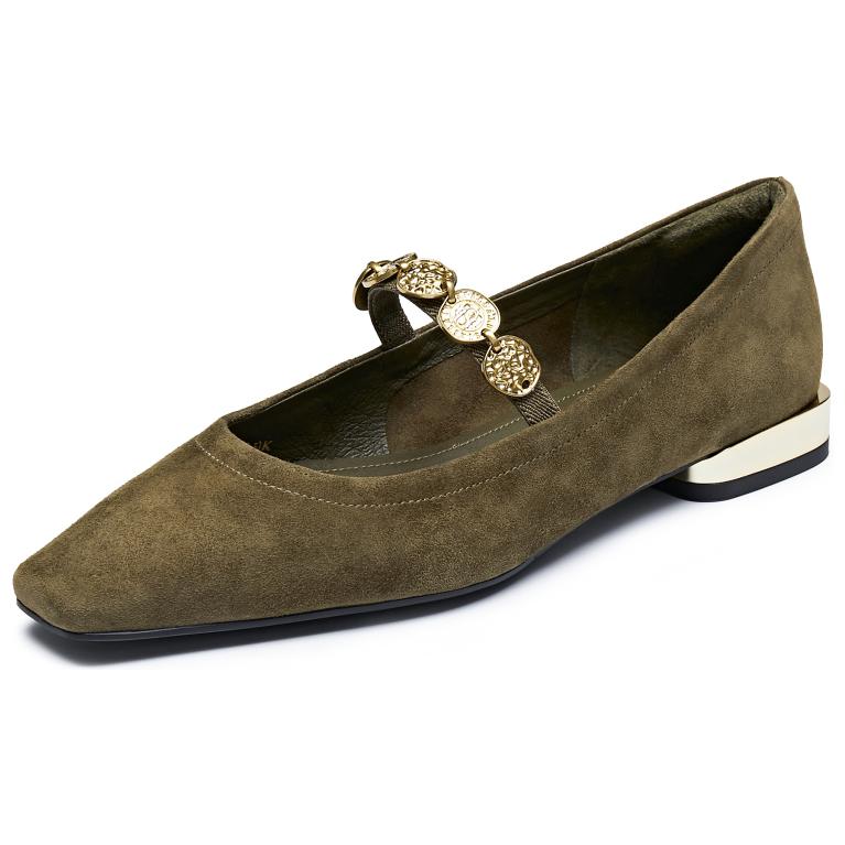 Staccato Curio Shoes Блок Каблук Мэри Джейн Туфли 1.5 см Женские, Моховой Зеленый — фото 2