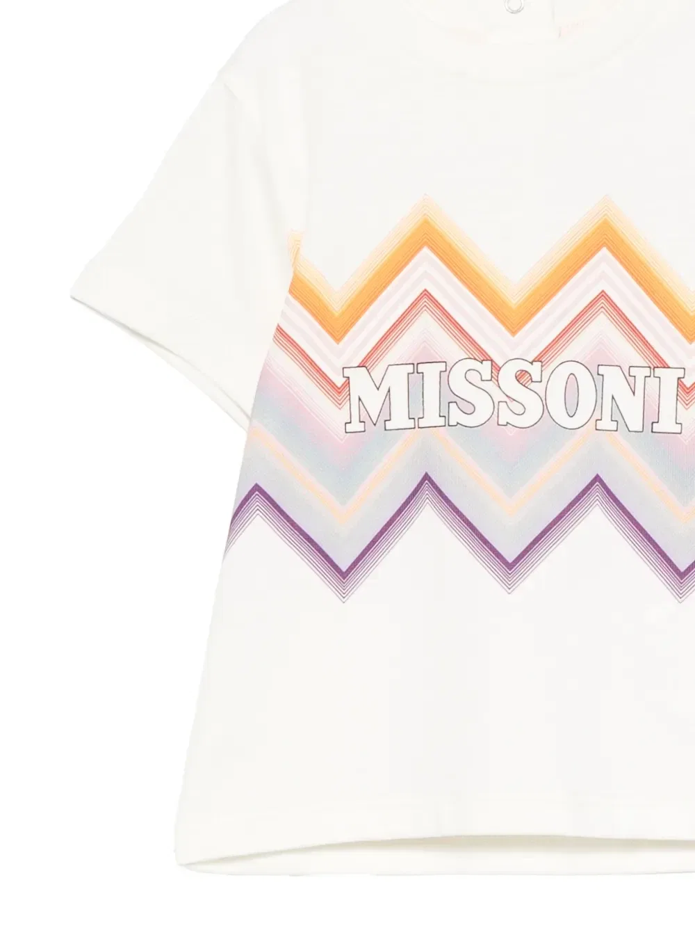 Футболка хлопковая с зигзагообразным принтом и логотипом Missoni Kids, белый — фото 3
