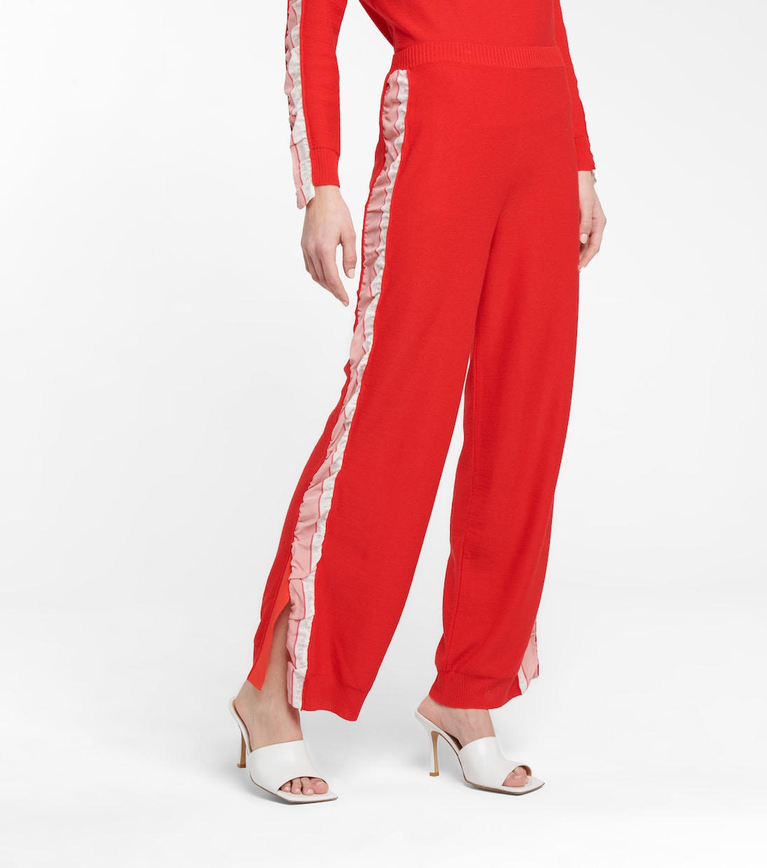 Шерстяные спортивные брюки с шелковой отделкой Stella McCartney, Power Red — фото 4
