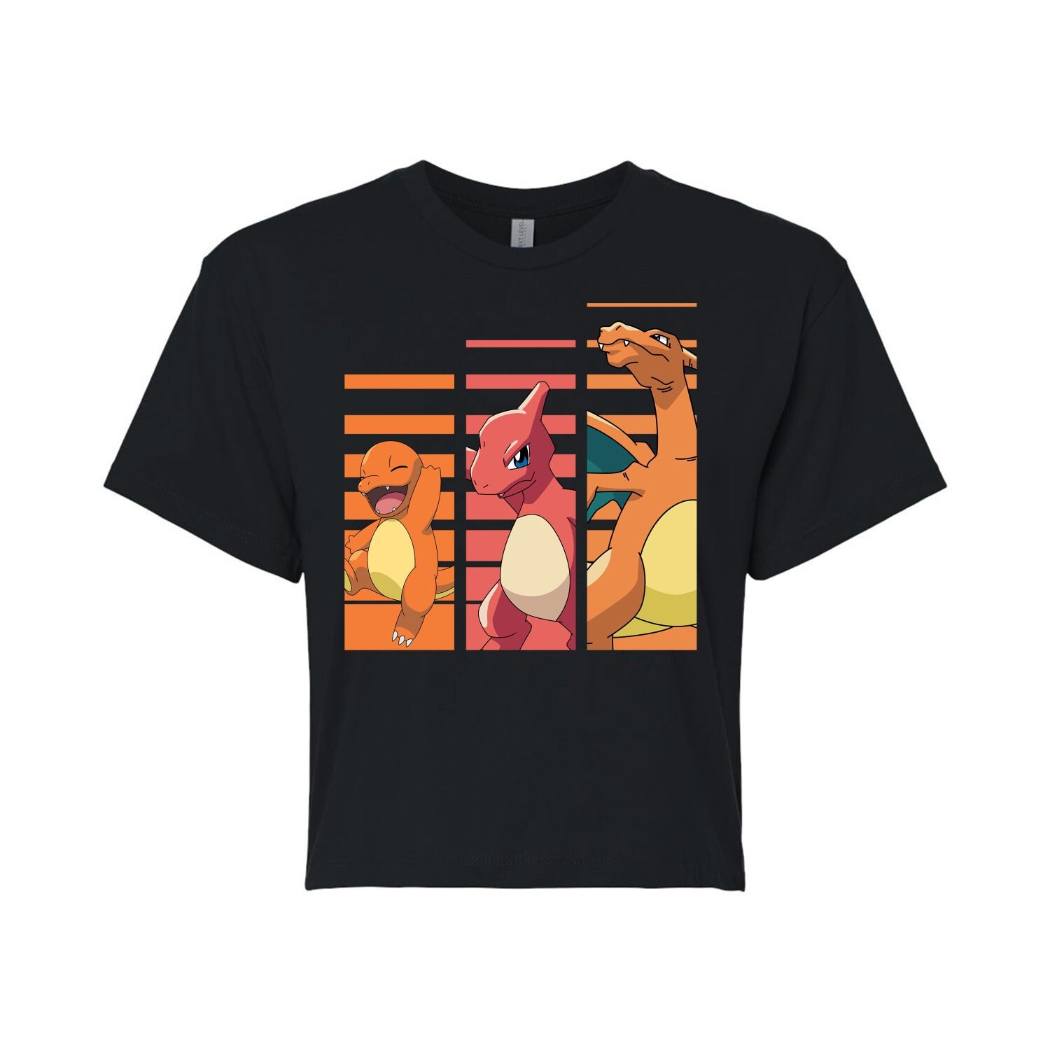 

Укороченная футболка с рисунком Pokémon Charmander Evolution для юниоров Licensed Character, черный