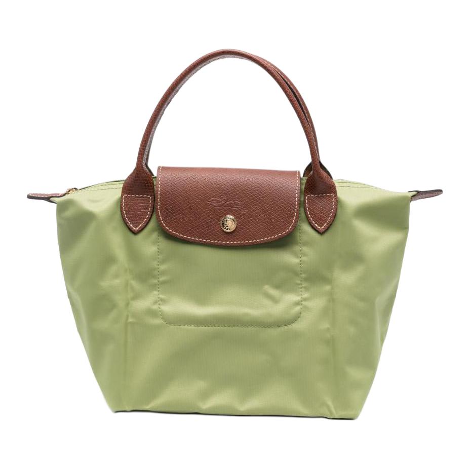 

LONGCHAMP Холщовая сумка Le Pliage с кожаной холщовой сумкой, сумка-пельмень, сумки небольшого размера унисекс, авокадово-зеленый