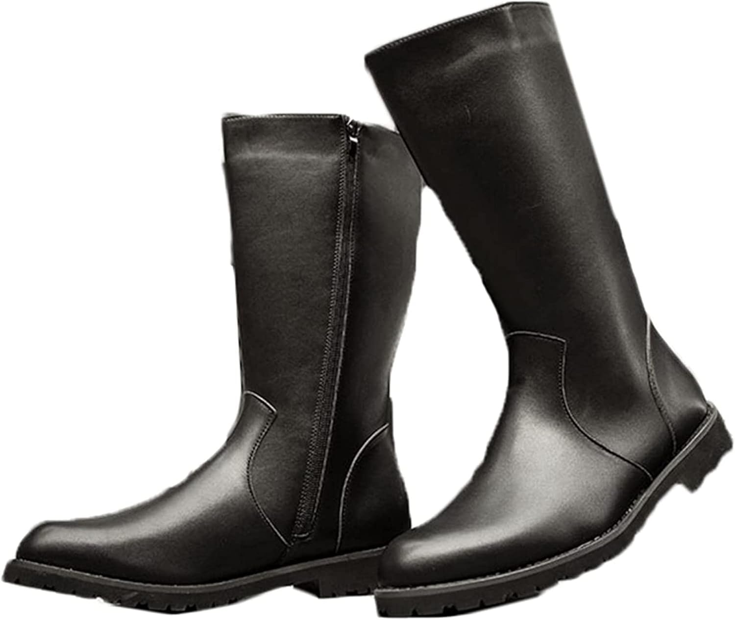 

Мужские высокие ботинки Yiozoi Calf Lazy с молнией, британский стиль, ветронепроницаемые, повседневные прогулочные ботинки с противоскользящей подошвой, Inter Increase 3cm