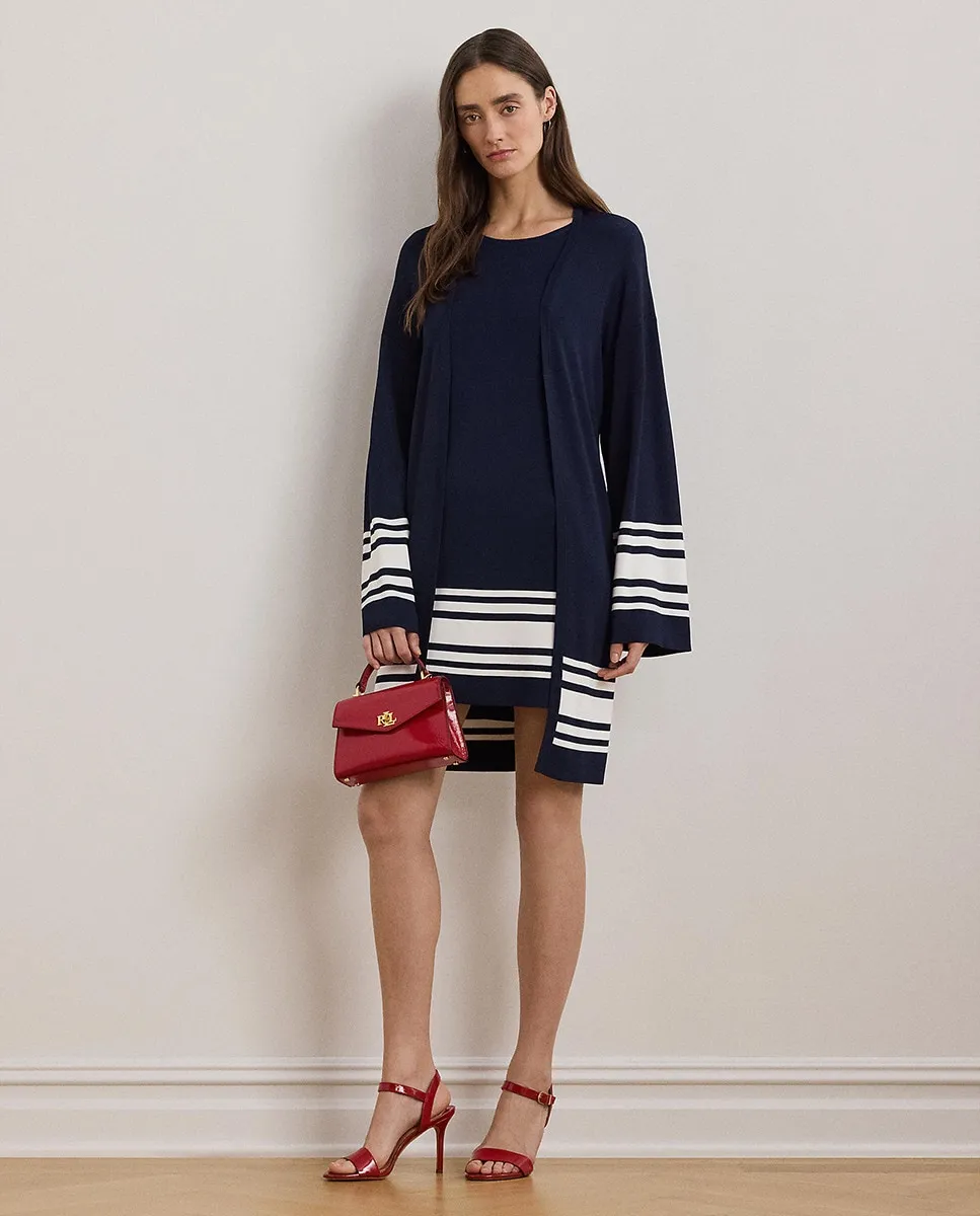 

Длинный женский кардиган с контрастной отделкой Lauren Ralph Lauren, тёмно-синий
