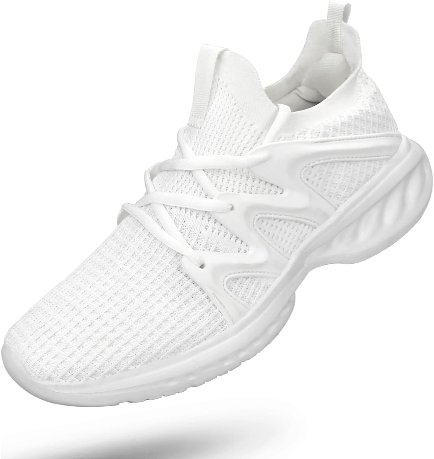 

Мужские кроссовки Pujcs с легкой посадкой без шнурков, дышащие, противоскользящие, для бега, спорта, тренажерного зала, тенниса, белый