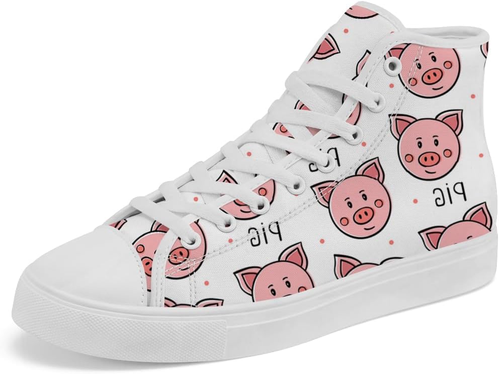 

Кеды Chebing Pig высокие на шнуровке из холщовой ткани, повседневная обувь для мужчин и женщин, розовый
