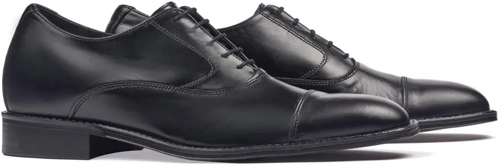 Мужские туфли MASALTOS Lift Shoes с невидимым каблуком, увеличивающие рост до 7 см. Модель Derbi, Black