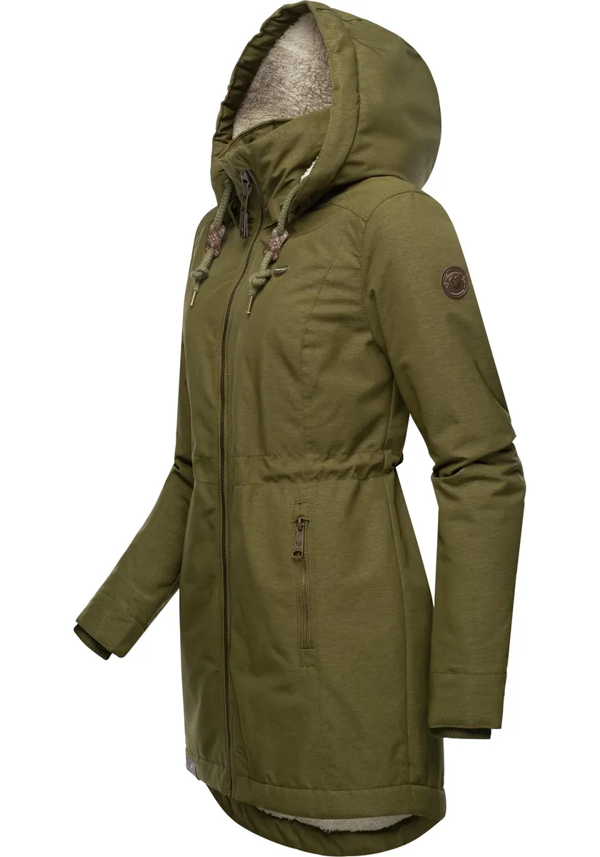 Зимняя куртка Ragwear "Dakkota" с капюшоном, непромокаемая зимняя парка на флисовой подкладке Тедди, оливковый — фото 2
