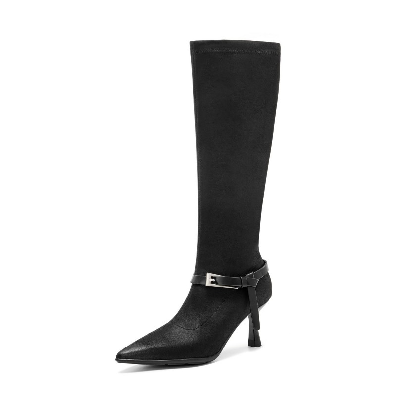 ELLE Черные женские полусапоги на каблуке 7 см, цвет Black — фото 2