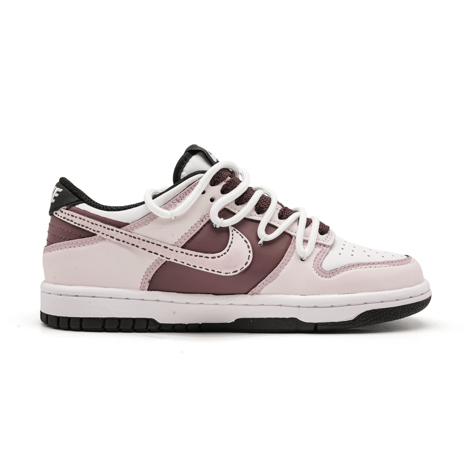 Nike Dunk Pink Brown Companion Relic Leather Slip Resistant Lightweight Cushioning Low top Kids' Skateboarding Shoes — фото 3