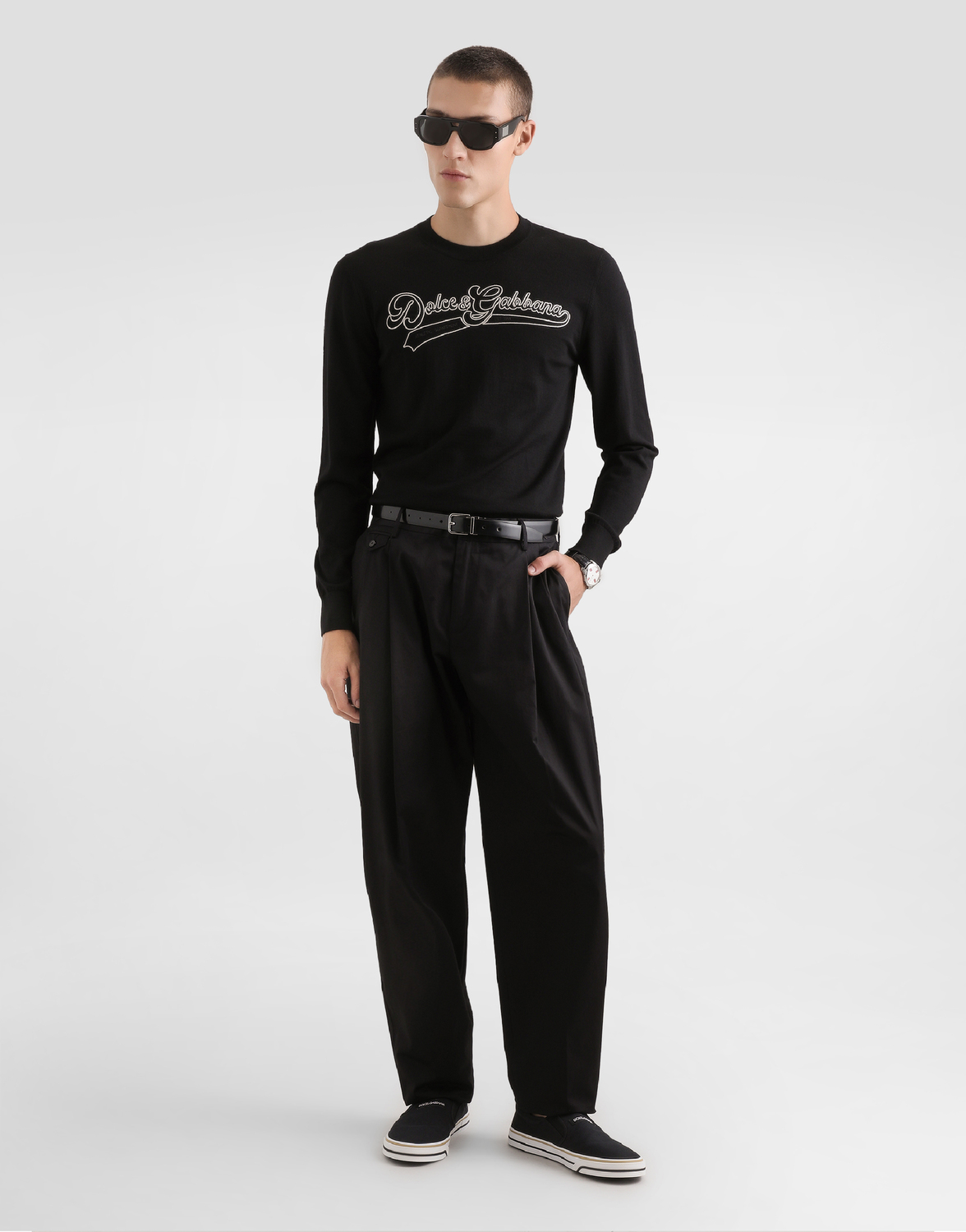 Пуловер из чистой шерсти с вышивкой Dolce & Gabbana, черный — фото 2