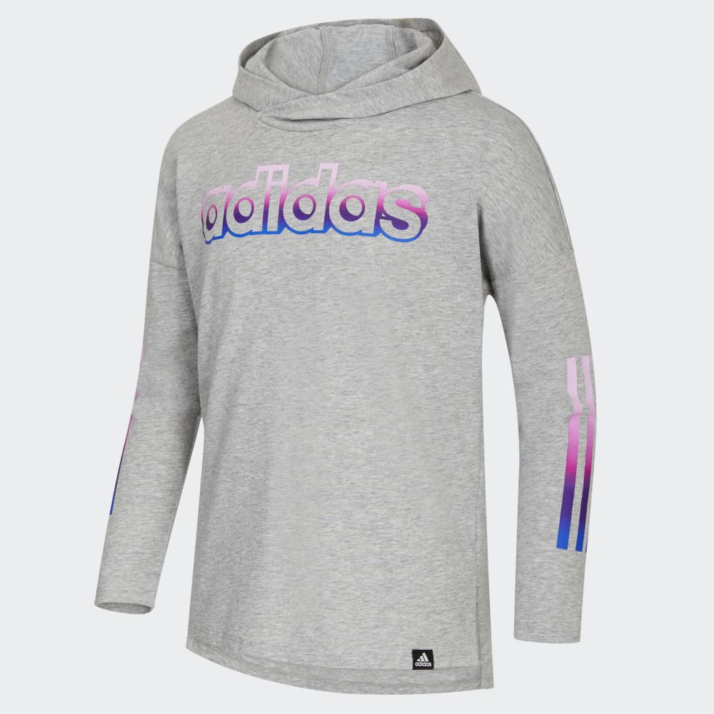 

Толстовка Adidas Long Sleeve Hooded Heather Graphic Tee, цвет Medium Grey Heather