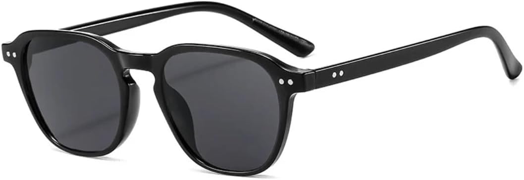 

Классические солнцезащитные очки в квадратной оправе с рисунком «рисовый лак» для женщин, ретро-очки в маленькой оправе для мужчин, для вождения, рыбалки, с защитой от УФ-излучения UV400 TVTBBVV, Black Gray