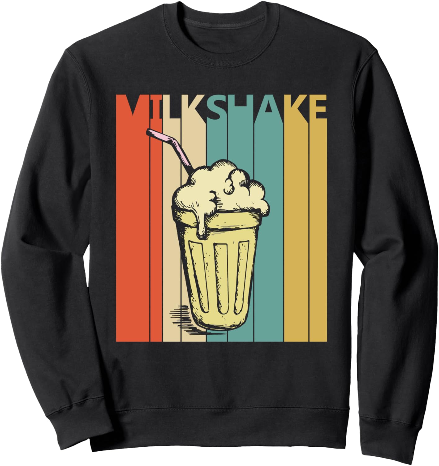 

Винтажная толстовка с изображением молочного коктейля Funny Vintage Food Art, черный