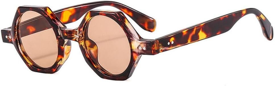 

Солнцезащитные очки Polygon Punk для женщин, в стиле стимпанк, круглые солнцезащитные очки для мужчин, очки с защитой от УФ-излучения UV400 HHZZYVY, C5leopard-lightbrown