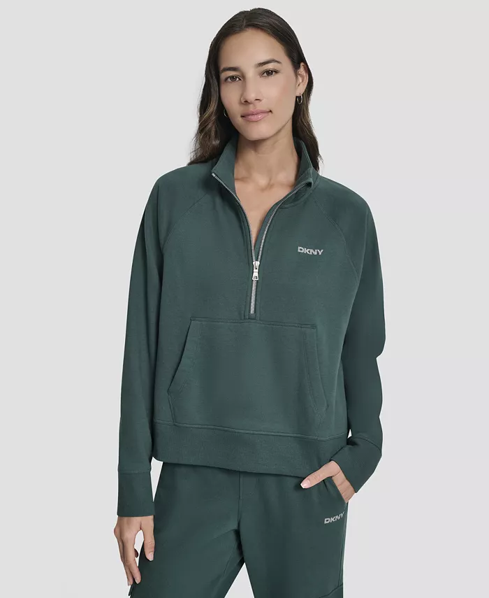 

Женский худи с полумолнией и логотипом под стразы Dkny, зеленый