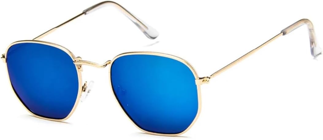 

Солнцезащитные очки с защитой от УФ-излучения UV400 | Овальные прозрачные линзы, металлическая оправа в стиле панк | для женщин и мужчин, для занятий спортом на открытом воздухе и вождения DSVIGF, Gold-bluemirror