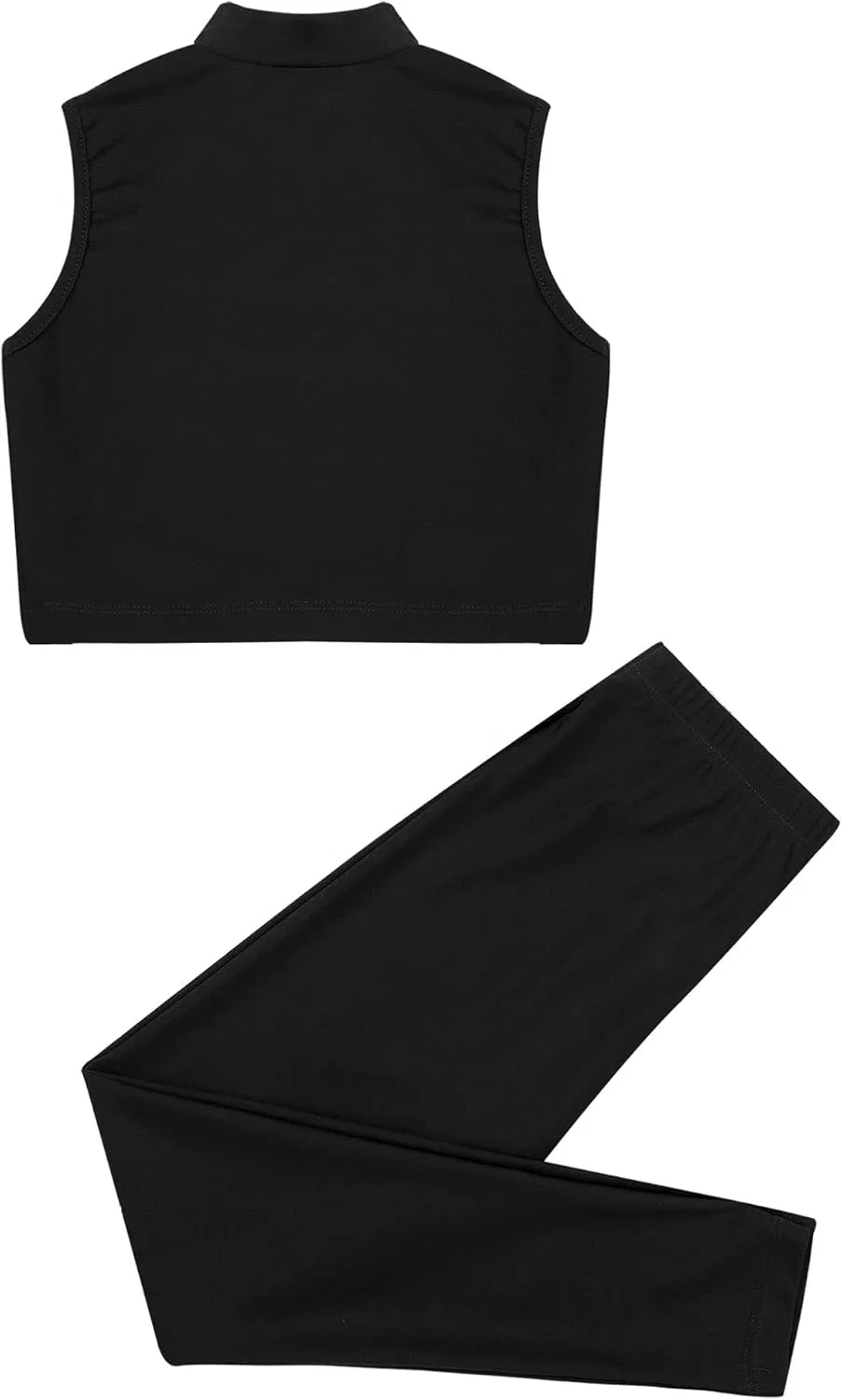 Детский спортивный костюм Mufeng, топ с леггинсами, Zipper Black — фото 4
