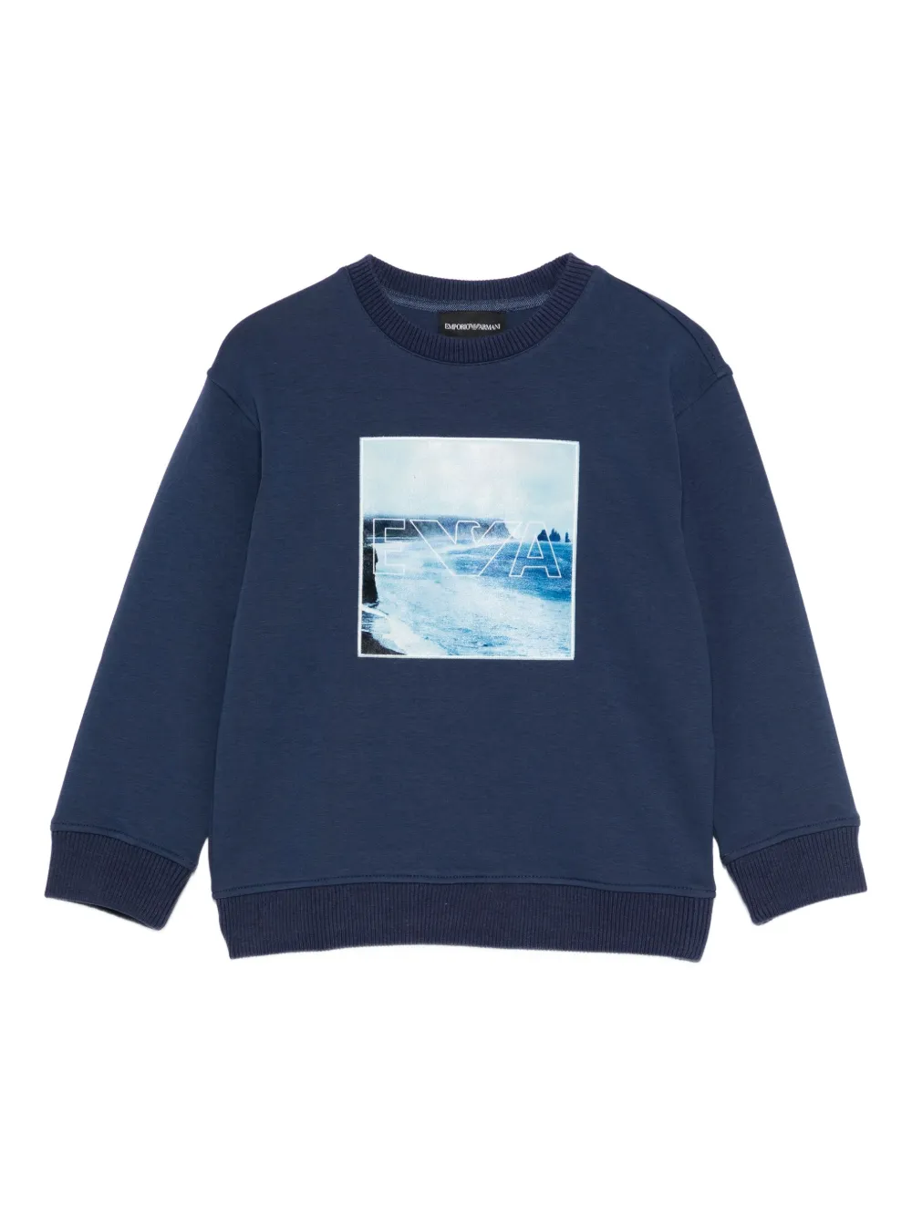 

Свитшот с принтом морского пейзажа Emporio Armani Kids, синий