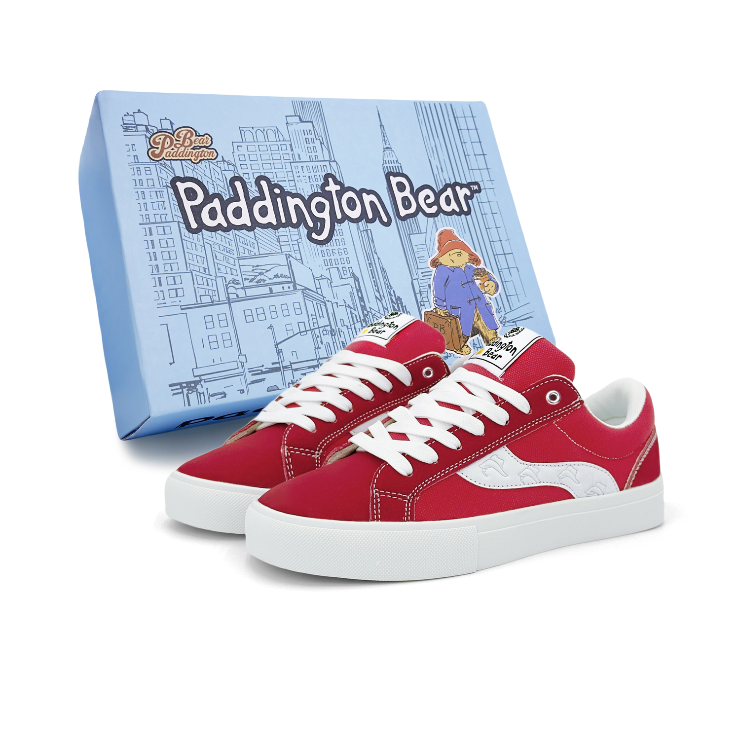 

Paddington Bears Антискользящие износостойкие низкие скейтерские кроссовки унисекс черно-белые с красным (с фирменной коробкой), цвет Red (Custom Box Included)