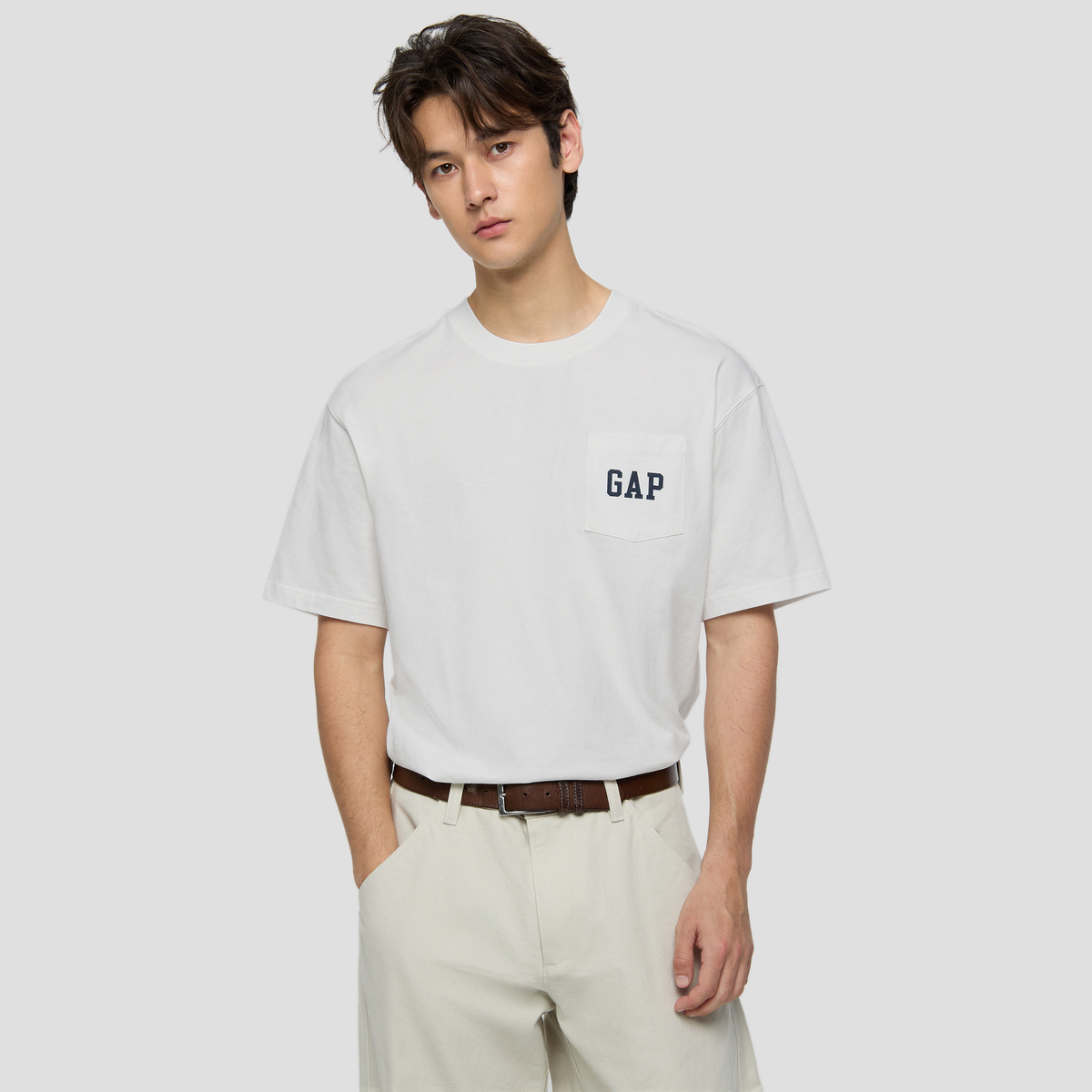 Футболка Unisex Crew Neck Moderate GAP, светло-розовый — фото 4