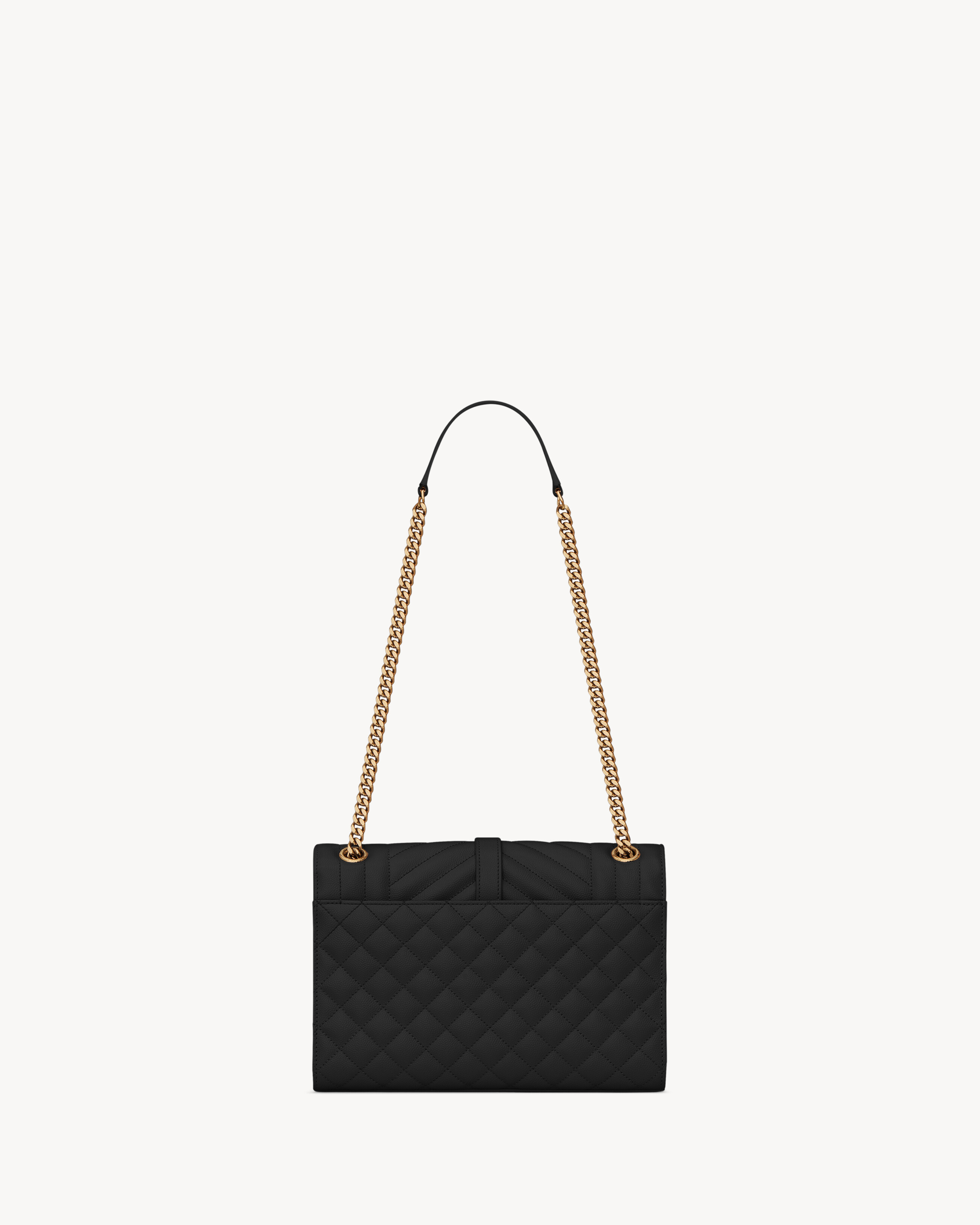 Сумка Envelope Medium из стеганой кожи с тиснением Grain de Poudre Saint Laurent, черный — фото 2