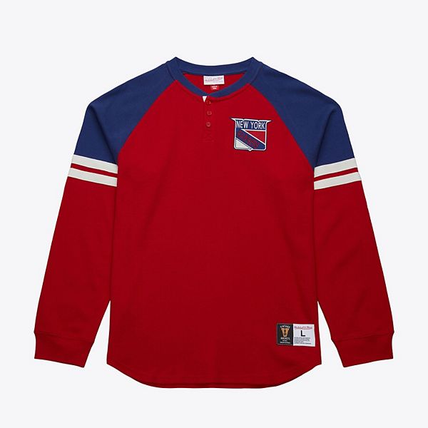 

Мужская красная футболка-поло New York Rangers с длинным рукавом Mitchell & Ness