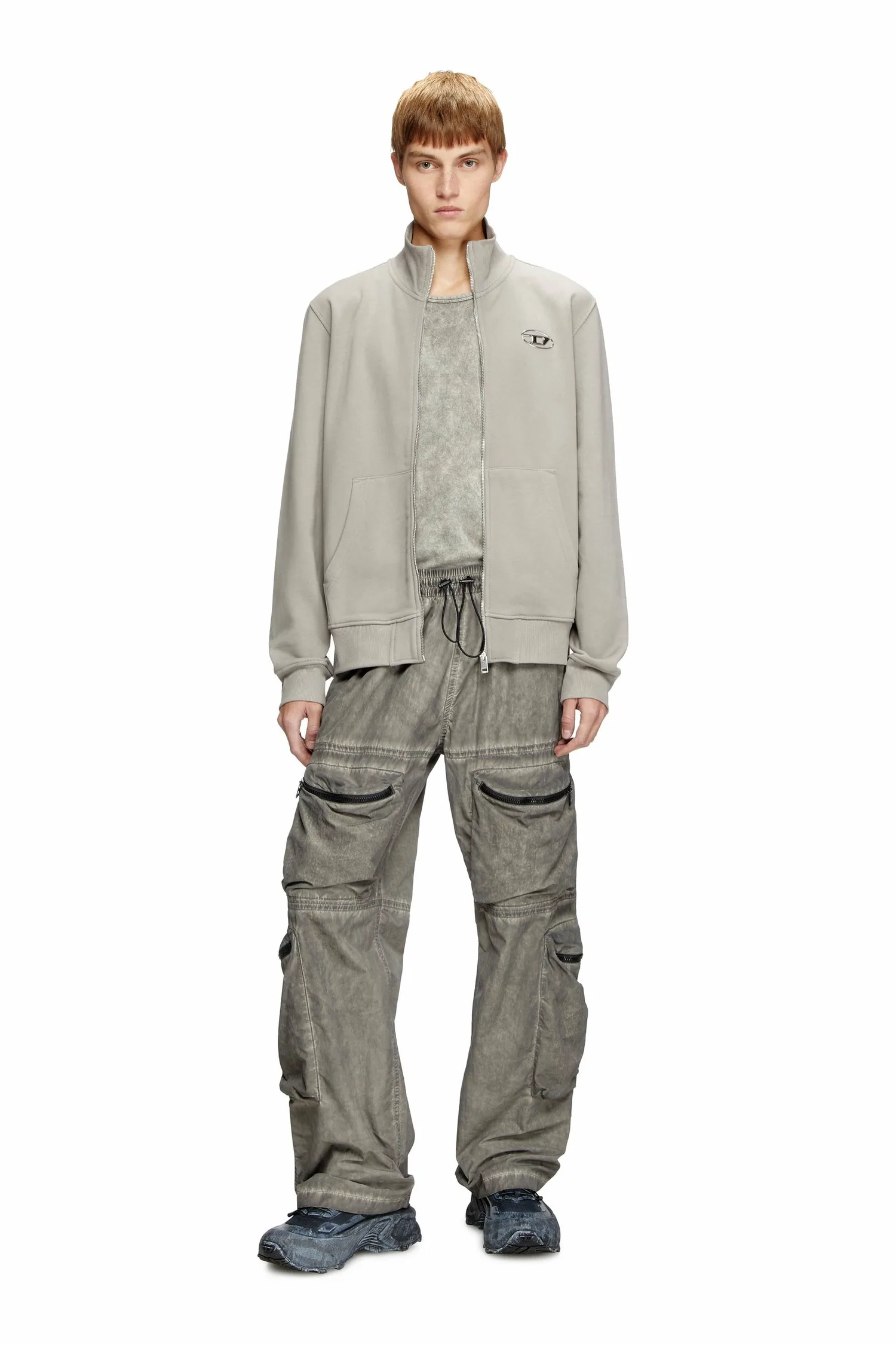 Мужская толстовка на молнии S-GINNI-ZIP-OD Diesel, gray — фото 2